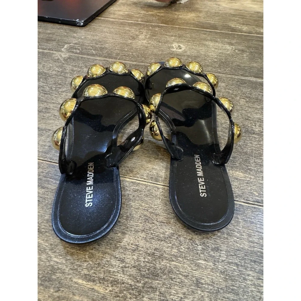 Steve Madden Black Gold Sandals - Size 9- Chrishelle